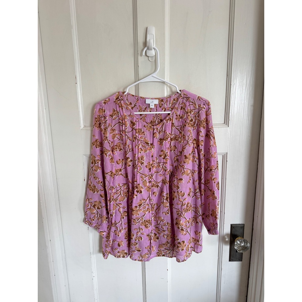 J.Jill pink floral cotton blouse‎ size small